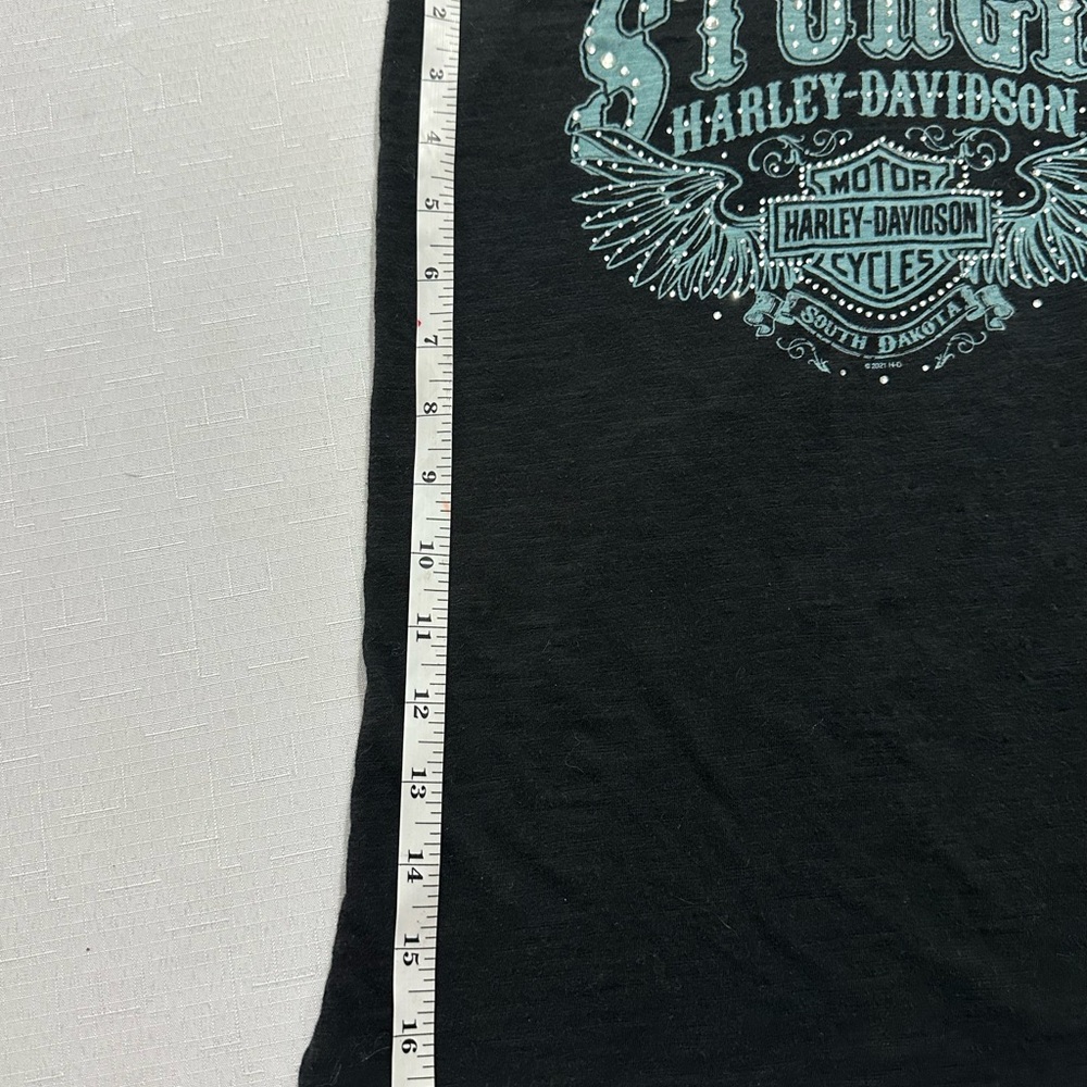 Harley Davidson Sturgis Rhinestone Tank Top Black Racerback Small - Picture 9 of 12
